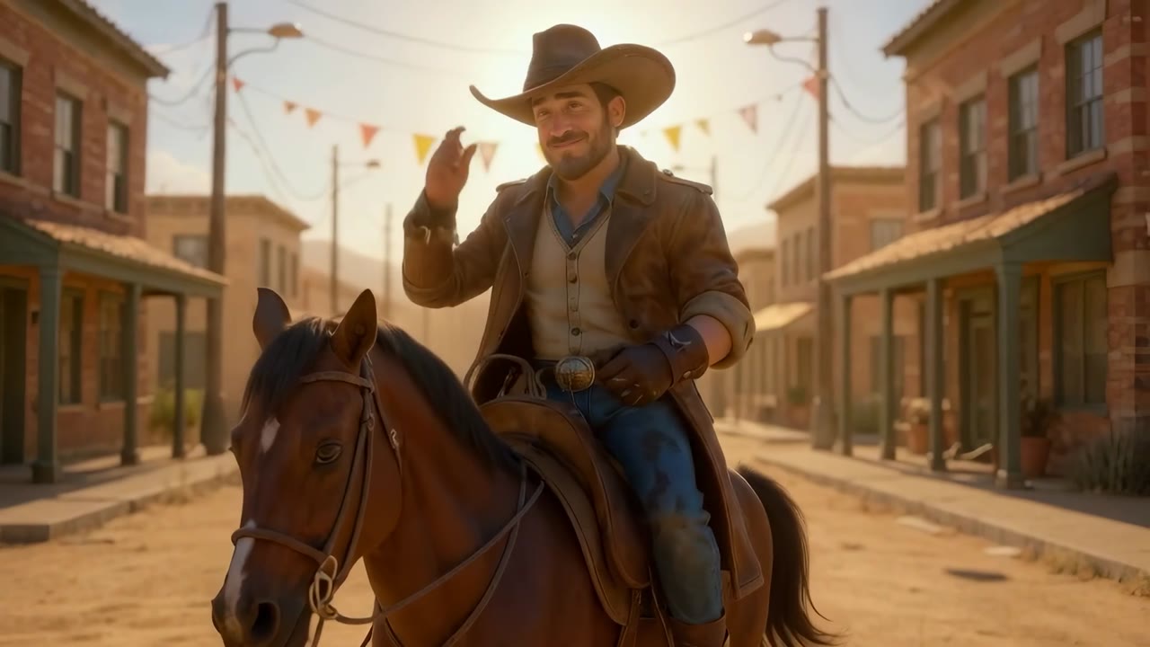 Hodges Junk AI ad - animated cowboy on horse